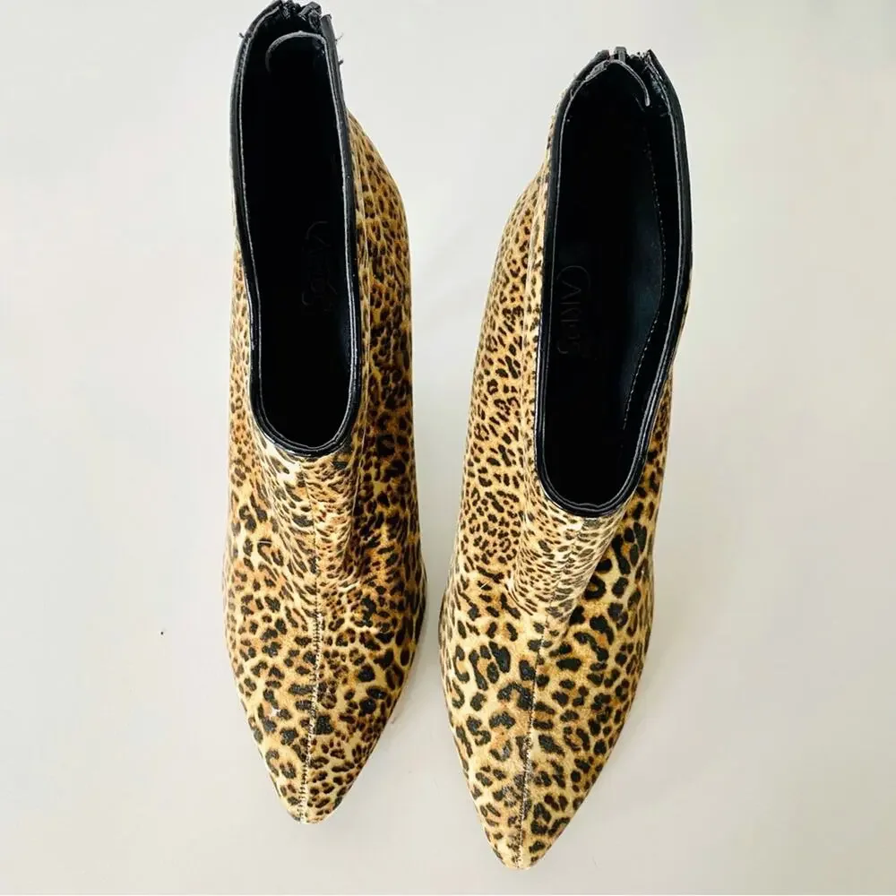 CARLOS SANTANA Black Animal Leopard Print Stiletto Heel Ankle Boot Booties 9.5
